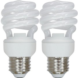 GE 85389 10-Watt 580-Lumen General Purpose T2 Spiral CFL Bulb, Soft White, 2-Pack
