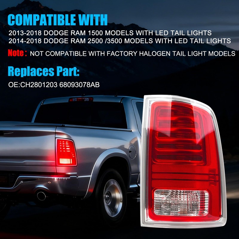 LED Tail Lights Compatible with 2013-2018 Dodge Ram 1500 2014-2018
