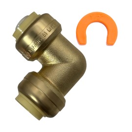 5 Pcs XFITTING Push Fit 1/2 Inch x 1/2 Inch Push Fit Elbow with 1 Disconnecting Clip, 27-3-3=5W.1C
