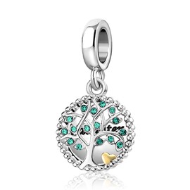 SBI Jewelry Daughter Family Tree Charm for Bracelets Love Silver Dangle Women Mom Sister Family Best Friends Auntie Cousin Grandma Granddaughter Birthday Anniversary Mothers Day