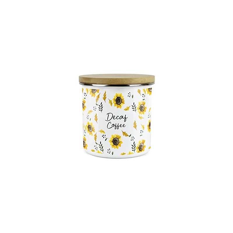 Purely Home Yellow Sunflowers Decaf Coffee Storage Canister - White