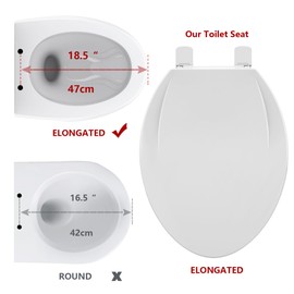 Potty Training Seat Built-In Toilet Seat, Elongated Toilet Seat 19 Inch with Baby Seat, 2 In 1 Soft Close Quiet No Slapping, Magnetic Absorption, Easy Installation for Bottom Fixing Toilet