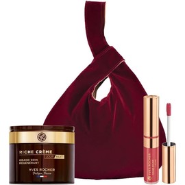 YVES ROCHER - Set Mujer, Incluye Crema Facial Antiedad Riche Crème 75 ml + Labial Líquido Grand Rouge L’Elixir - Fórmula Vegana