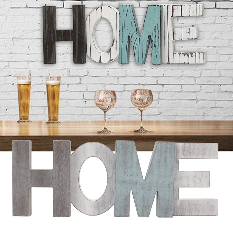 Wood HOME Sign Distressed Retro One Piece Design Exquisite Wooden