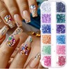 3PCS 12 Grid Nail Art Rhinestones Pearls and Studs, 3D