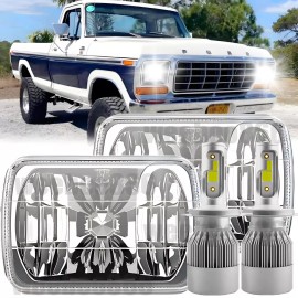 Unbranded Pair for Ford F150 F250 F350 1978-1986 7x6 5x7 inch LED Headlights Hi-Lo beam A+