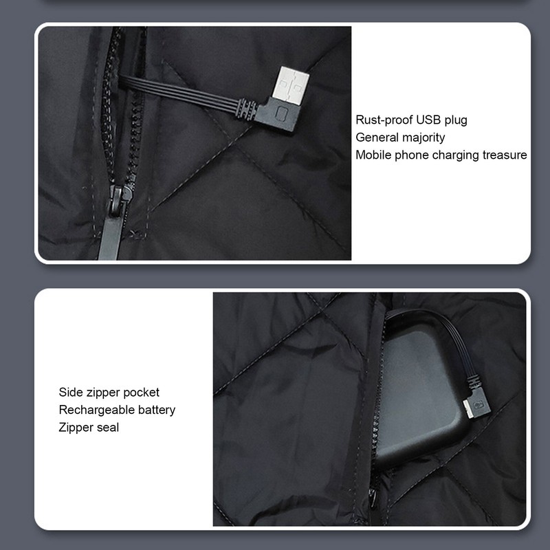45‑65℃ Heated Vest 5 Gears Tempertature Control Intelligent Switch USB