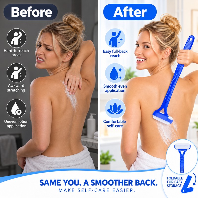 Back Lotion Applicator for Body Care – Foldable Long Handle