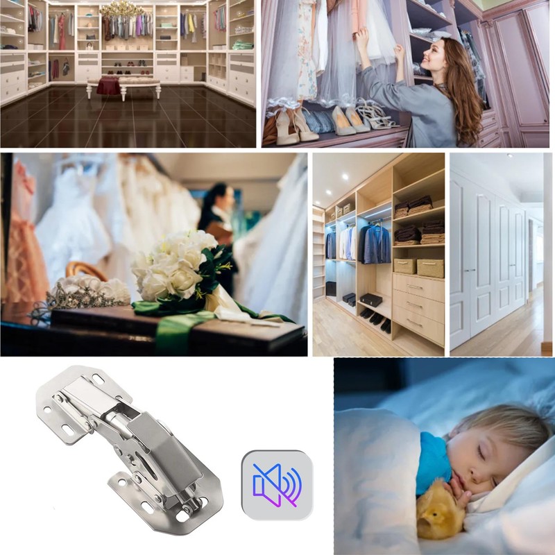 4 Pcs Soft Close Damping Hinges ，Hidden Cabinet Hinges with