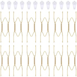 Hotop 12 Pieces Plate Hangers for Wall Plate Hangers Stainless Steel Wire Invisible Plate Hangers Heavy Duty Display Holders with 12 Pieces Wall Hooks for Decorative Plates (Gold, 6 Inch)