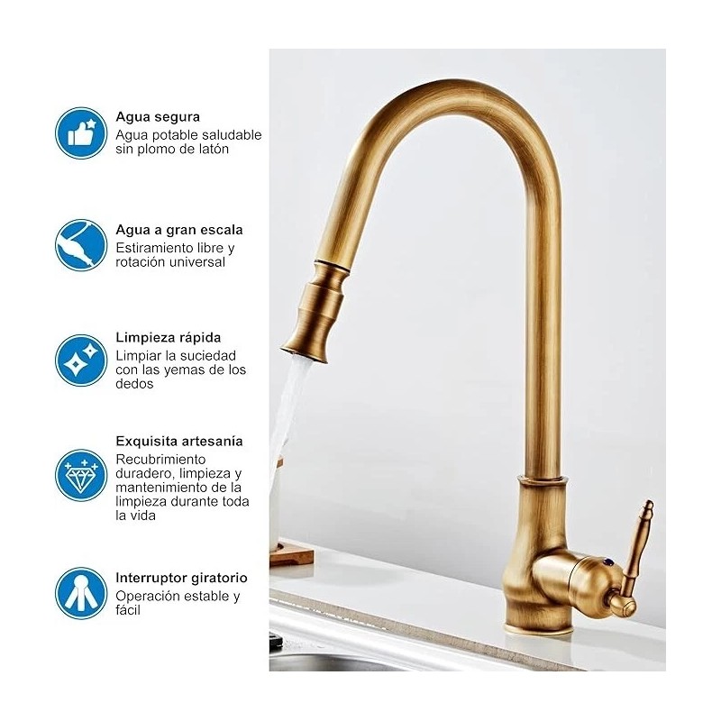 Rozin Kitchen Faucet Pull Out Spray Single Handle Sink Swivel