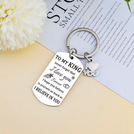 Husband Gifts from Wife Anniversary Keychain Gift for Husband Boyfriend to My King Keychain Best Birthday Gift for Boyfriend