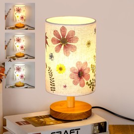 WSYEAR Flower Lamp Pressed Floral Lamp Floral Bedside Lamp Vintage Flower Desk Lamp for Bedroom Living Room Dorm