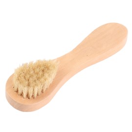 Exfoliating Facial Cleanser Brush Wooden Skin Care Tool Soft Bristle Scrubber Massage Brush for Eyebrow Neck Body Care (180 Letters)