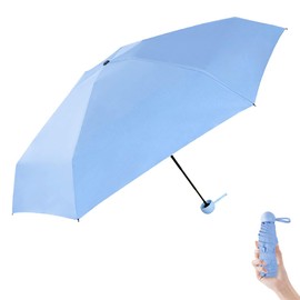 Pumi-geous Travel Umbrella Rain Compact Mini Umbrella Windproof UV Protection Lightweight Folding Portable Umbrellas for Girls Women (Macaron Blue)