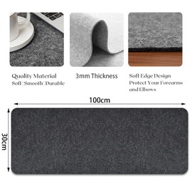 Felt Table Runner, Table Runner, 30 cm x 100 cm, Table Runner, Place Mats, Table Coasters, Heat Resistant, Non-Slip Place Mat, Dark Grey