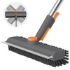 Floor Scrub Brush with Long Handle, 3 in 1 Scrape