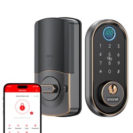 Smart Front Door Lock - Keypad Deadbolt with Fingeprint, Smart Bluetooth Digital Deadbolt for Home, Compatible with Alexa, Easy Installation