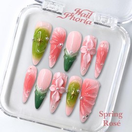 NailPhoria｜SURPRISE DEAL Collections (70 Styles) acrylic press nails:_Spring Rosé_S