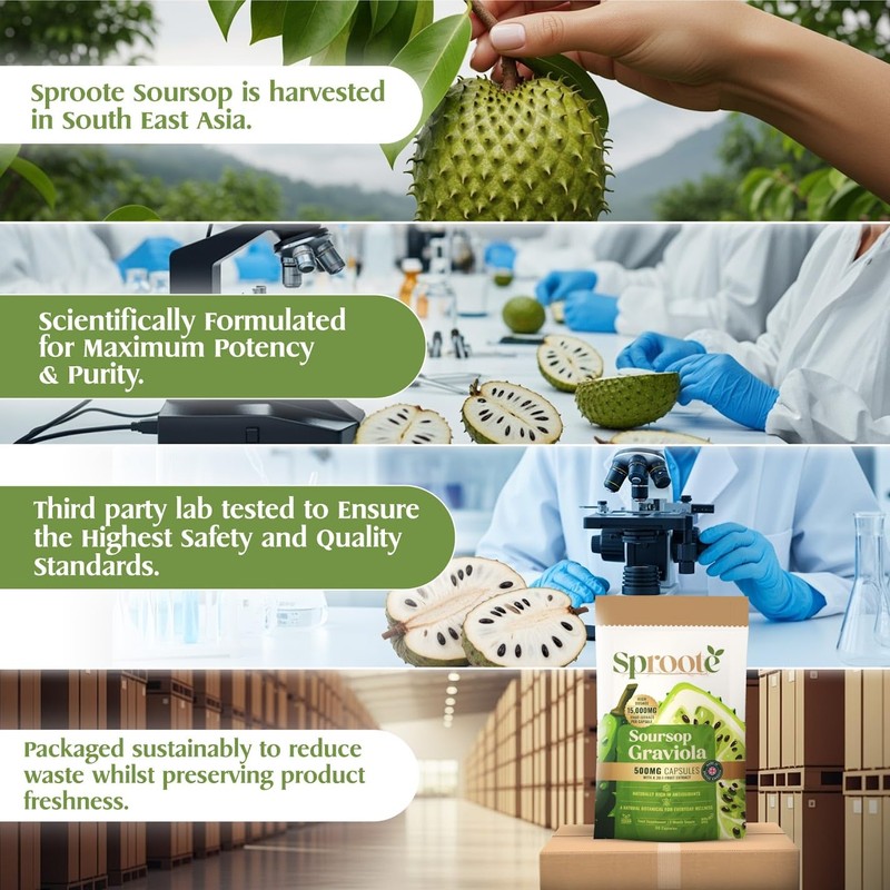 Sproote Soursop Capsules | 15,000mg High Strength Graviola Extract |