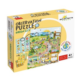 Adventerra Games, Observation Puzzle Green City, Maxi Puzzle, Children from 4 Years, Montessori Learning Games, Ecological Games