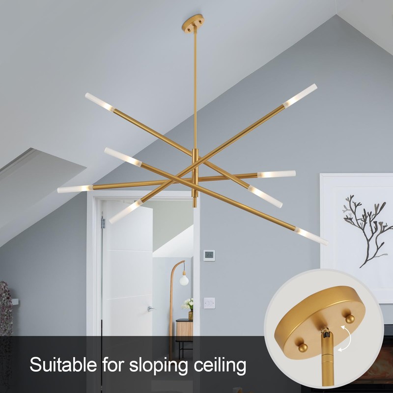 VANZARLA Modern Sputnik Chandelier for Entryway, Industrial Gold Pendant Lighting,