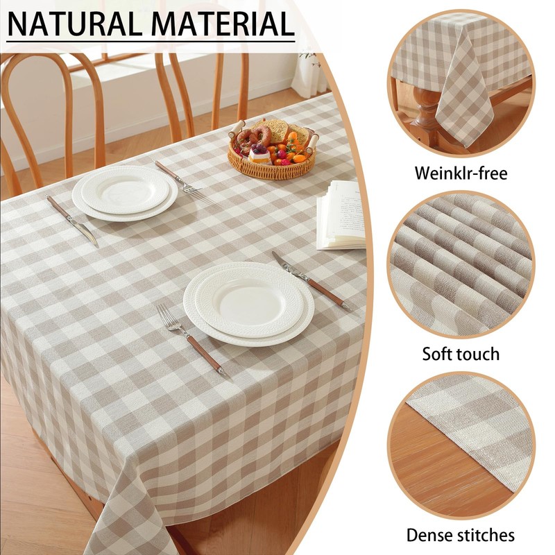 gillhov Checkered Tablecloth Rectangle Washable Buffalo Plaid Table Cloth Cotton