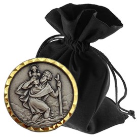 Lunexus St Christopher Car Magnet Ø 2.6cm - Metal, Gold & Silver