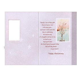 Designer Greetings Small Tree Inside Die Cut Window and Silver Foil Stars Die Cut Short Fold Wedding Anniversary Congratulations Card for Daughter and Son-in-Law