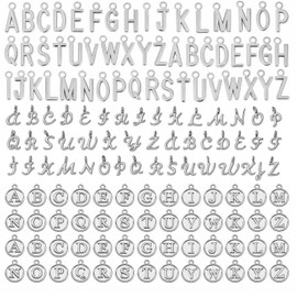 Gtziqa Silver Letter Charms, 156 Pcs/6 Sets Mini Capital A-Z Alphabet Charms 3 Styles Letter Pendants Bracelet Charm for Jewelry Making, DIY Crafts Necklace Bracelet Keychain Decoration Accessories
