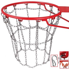 9M Stainless Steel Basketball net, 304 Stainless Steel Chain Braided, Permanent Rust Proof (12 Buttons), Quick Connection Buckle Installation