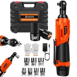 ZanGe 12V Ratchet Wrench Tool Kit with 2 Li-ion Batteries & Charger, 3/8" Cordless Ratchet Wrench Set 40N.m, Power Electric Ratchet Wrench with LED Light, 7 Sockets, Carrying Case