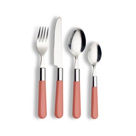 Echtwerk Bistro Cutlery Set with Plastic Handles, Camping Cutlery, Picnic Cutlery, Lightweight Travel Cutlery, Outdoor Cutlery for Outdoor Barbecue, Up to 4 People, 18/0 Stainless Steel, Pink