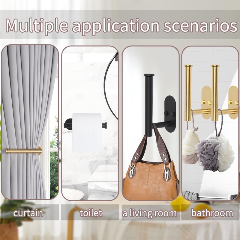 Yagoo 2 Pcs Adhesive Curtain Holdbacks，Screw-in Curtain Tie Backs Curtain