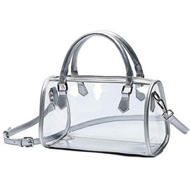 Rullar Women Clear Jelly Purse Transparent Handbag Top Handle Shoulder Bag PVC Purse Totes Satchel Sliver
