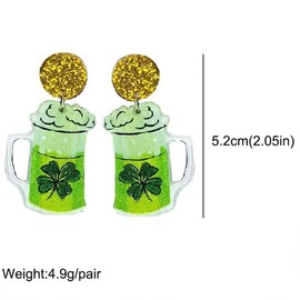 2 Pairs St. Patrick's Day Earrings Irish Shamrock Luck Acrylic Earrings for Women Holiday Stud Earrings Christmas Valentine's Day St. Patrick's Day Earrings