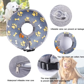 Inflatable Collar, Inflatable Dog Collar, Cute Cat Inflatable Collar After Surgery, Comfortable Dog Recovery Collar, Dog Inflatable Collar (Grey, S)