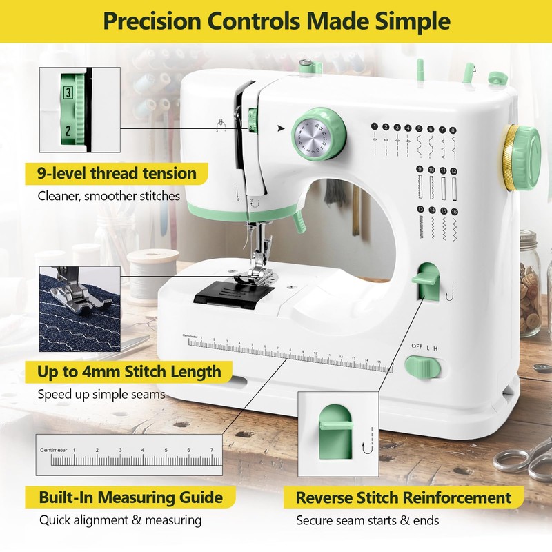 Lastempa Mini Sewing Machine, 16 Stitches Dual Speed Portable Sewing