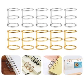 HUIKKJP Loose Leaf Binder Ring, Book Ring, Personal Organizer Ring, Vocabulary Storage, Study Card, DIY Desktop Calendar, Binding, Hole Diameter 0.8 inches (20 mm) (Gold 5 + Silver 5 pieces)
