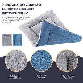 IEUUMLER Dog Bed Mat, Dual Purpose Washable Cushion, Soft Premium Plush Dog Crate Mat, Mattress for Small/Medium/Large Dogs and Cats FC014 (Grey and Blue, S(60 * 45cm))
