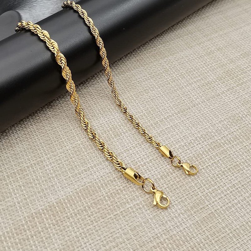 JSEA 4 5mm Stainless Steel Chain Bracelet Twist Rope Bracelet