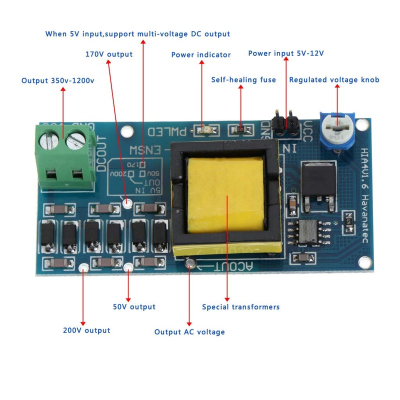 XIGAWAY High Voltage DC-DC Boost Converter 5V-12V Step up to