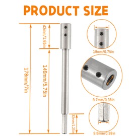 HUAREW 7 Inch Forstner Bit Extension for Adding Over 5-3/4 inches of Drilling Depth to Your 3/8" Round Forstner Bit, Suitable for Process Wooden Furniture,Timber etc