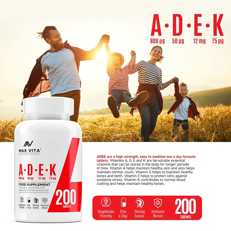 ADEK Vitamin A D3 2000IU K2 (MK-7) 75mcg UK Made
