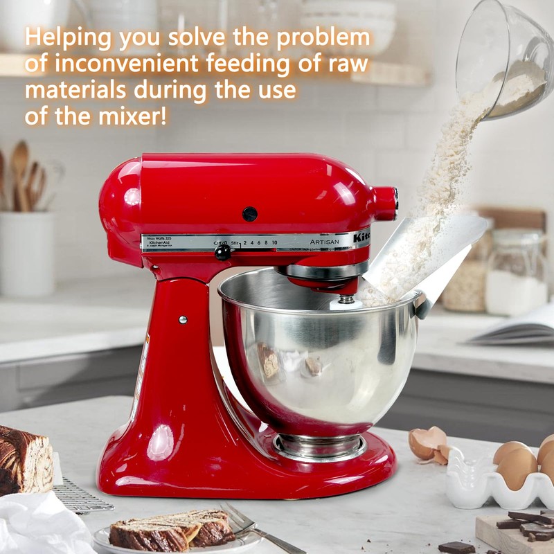 Pouring Chute Attachments Stainless for Stand Mixer Bowl Compatible with