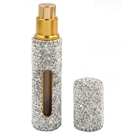 Bestbling Bling Rhinestone-decorated 10ml Perfume Spray Bottle-Portable and Durable for Travel and Customizing Scents (Silver)