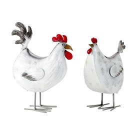 Geschenkestadl Rooster and Hen Metal Figures 23.5 cm
