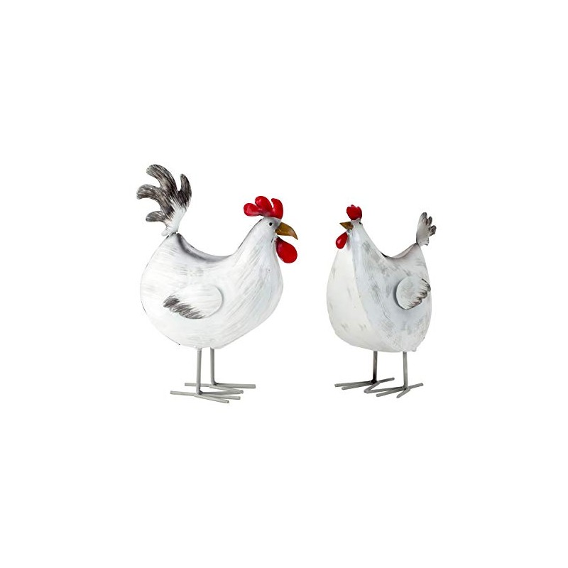 Geschenkestadl Rooster and Hen Metal Figures 23.5 cm