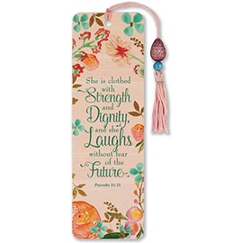 She is Clothed with Strength and Dignity Beaded Bookmark