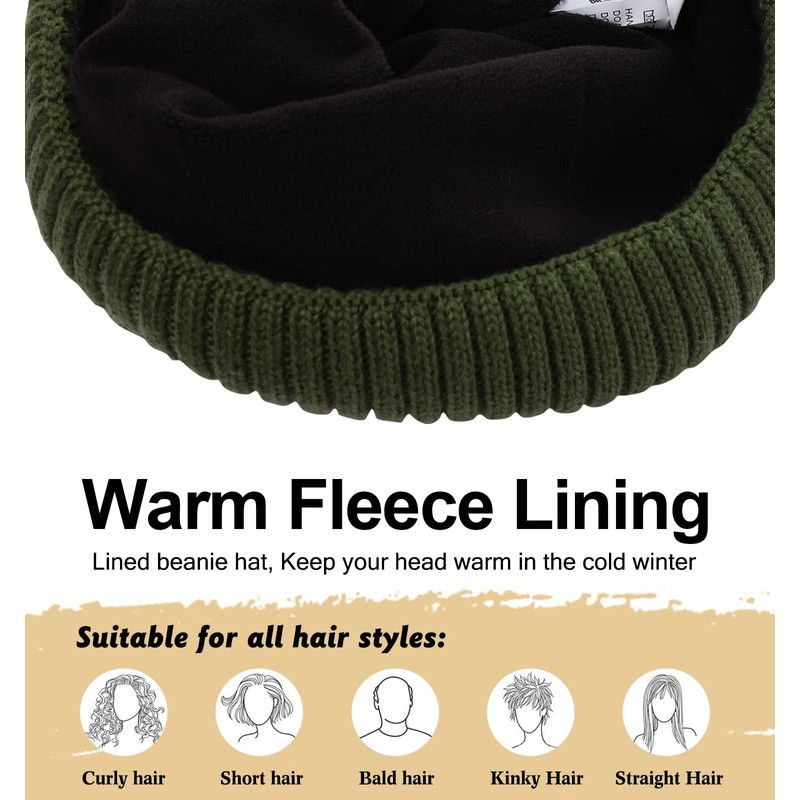 Oversize XL XXL Waterproof Merino Wool Beanie for Men Women